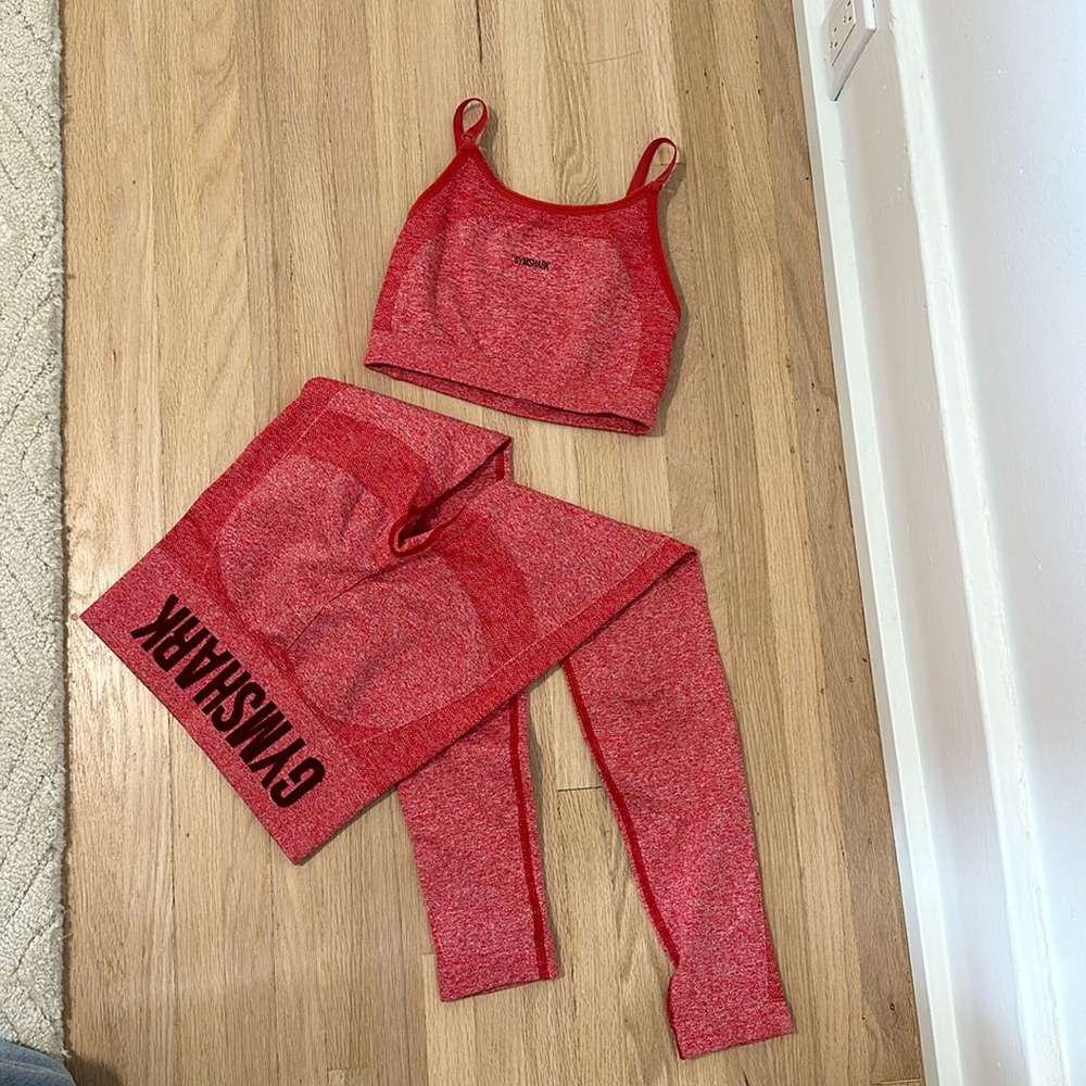 Gymshark red bra and leggings set